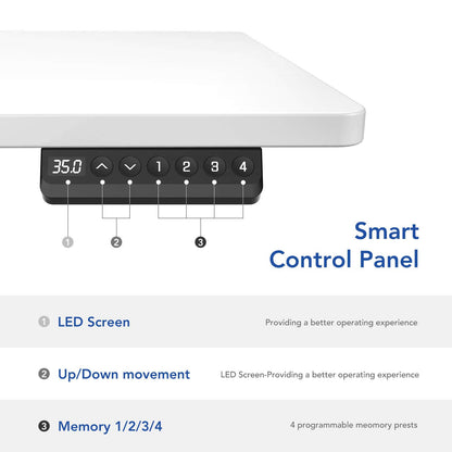 FLEXISPOT EN1 Large Electric Stand Up Desk 60 x 24 inch Whole-Piece Desktop Ergonomic Memory Controller Height Adjustable Standing Desk (White Frame - WoodArtSupply