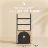 BELLEZE Book Shelf 72" Tall Arched Bookcase with Storage, 5 Tier Mid Century Modern Fluted Bookshelf with Doors, Modular Bookshelves for Living Room Office Library (Camel) BELLEZE