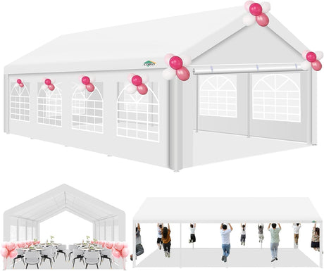 COBIZI 13x26 Party Tent Heavy Duty, Galvanized Wedding Tent, Event Shelter Tent for Parties, Large Outdoor Gazebo with Removable Sidewall & Built-in Sandbag, Carpas para Fiestas, Waterproof, White COBIZI