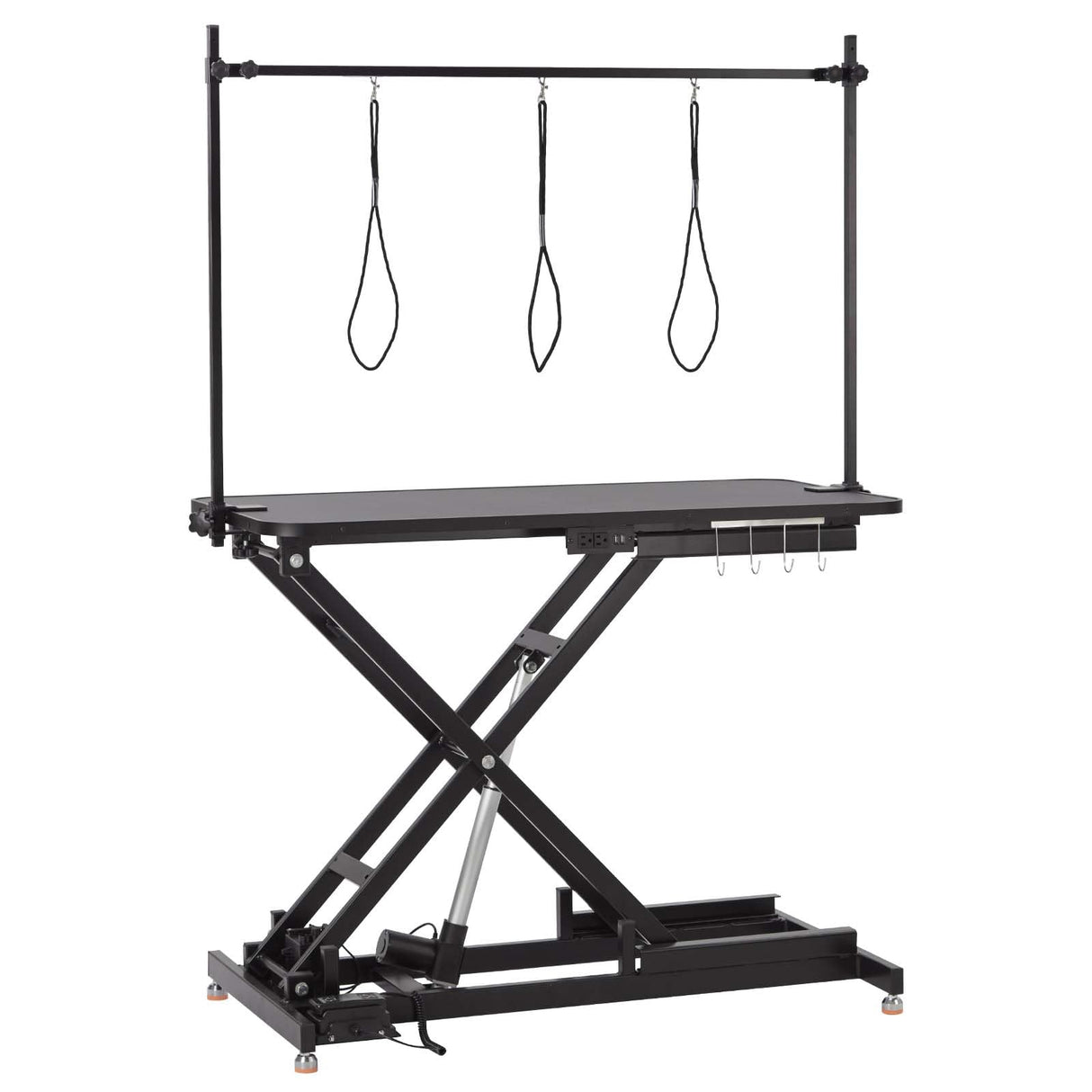 Upgrade 47"Electric Grooming Table, Large Height Adjustable, Heavy Duty Collapsible Dog Grooming Station with Overhead Arms, Noose, Maximum Capacity Up to 264lbs, Black Garvee