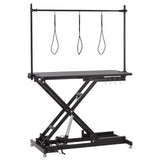 Upgrade 47"Electric Grooming Table, Large Height Adjustable, Heavy Duty Collapsible Dog Grooming Station with Overhead Arms, Noose, Maximum Capacity Up to 264lbs, Black Garvee