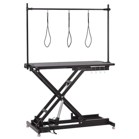 Upgrade 47"Electric Grooming Table, Large Height Adjustable, Heavy Duty Collapsible Dog Grooming Station with Overhead Arms, Noose, Maximum Capacity Up to 264lbs, Black Garvee
