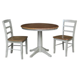 IC International Concepts Set of 3 pcs-36 Round Extension Dining 2 Table and Chairs, Distressed Hickory/Stone IC International Concepts