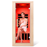 1-Person Far Infrared Sauna, 1350W Low EMF Far Infrared Heating Indoor Home Personal Sauna Room – Bluetooth Speakers, LED Light Therapy, Easy Assembly, Hemlock Wood Dry Sauna (32"L x 34"W x 67"H) DWKWE