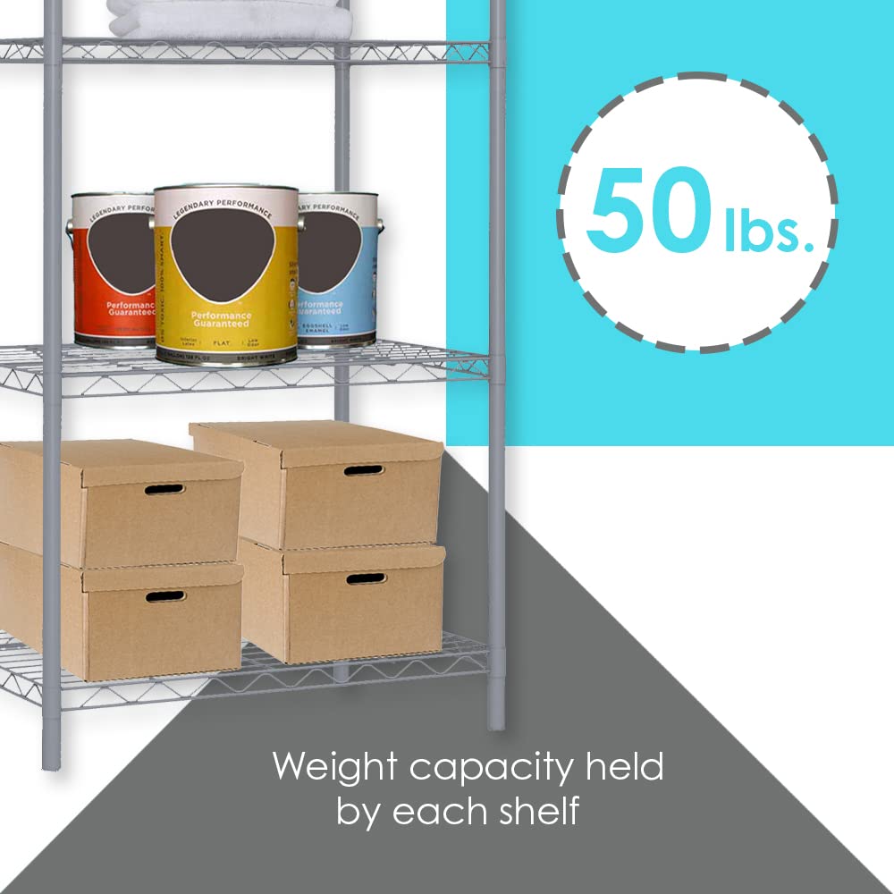 Home Basics Wire Shelving Storage Unit (5 Tier, Grey) Home Basics