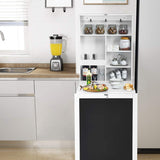 IFANNY Folding Wall Desk, Wall Mounted Fold Out Desk with Storage Shelves & Hooks, Hideaway Desk Wall Mount with Chalkboard, Floating Corner Desk for Small Spaces (White) IFANNY