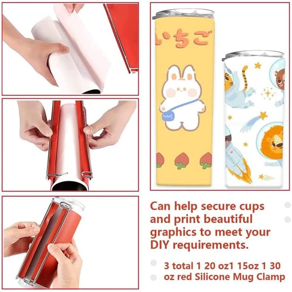 Silicone Sublimation Wrap for Seamless Sublimation Tumblers 20oz Silicone Wrap Mug Clamp 3D Wrap for Blanks Cup with Gloves, Transfer Tape for Sublimation Tumbler Heat Press Generic