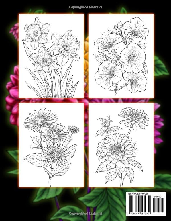 Bloom 100 Page Flowers Coloring Book for Adults: 100 Page Flowers larg ...