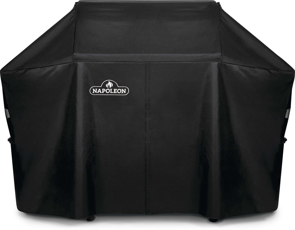 Napoleon BBQ Grill Cover for Prestige PRO 500 and Prestige 500 - Black BBQ Cover, Water Resistant, UV Protected, Air Vents, Velcro Closure, Hanging Loops, Adjustable Buckled Straps To Secure Cover Napoleon