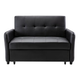 Merax Convertible PU Leather Sleeper Sofa Bed, 51" Modern Adjustable Pull Out Bed Lounge Chaise Oversized Armchair with 2 Side Pockets for Home Office Merax