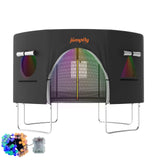 jumpfly 12FT Trampoline Tent for Kids,Fit for 8 Straight Poles Round Trampoline,Trampoline Shade Cover with LED Light,Outdoor Trampoline Accessories Canopy,Sunscreen Clubhouse,Anti-Tear,Camping,Black jumpfly