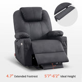 MCombo Large Power Lift Recliner Chair with Massage and Heat for Tall Elderly People, 3 Positions, Cup Holders, and USB Ports, Faux Leather 7516 (Large, Black) MCombo