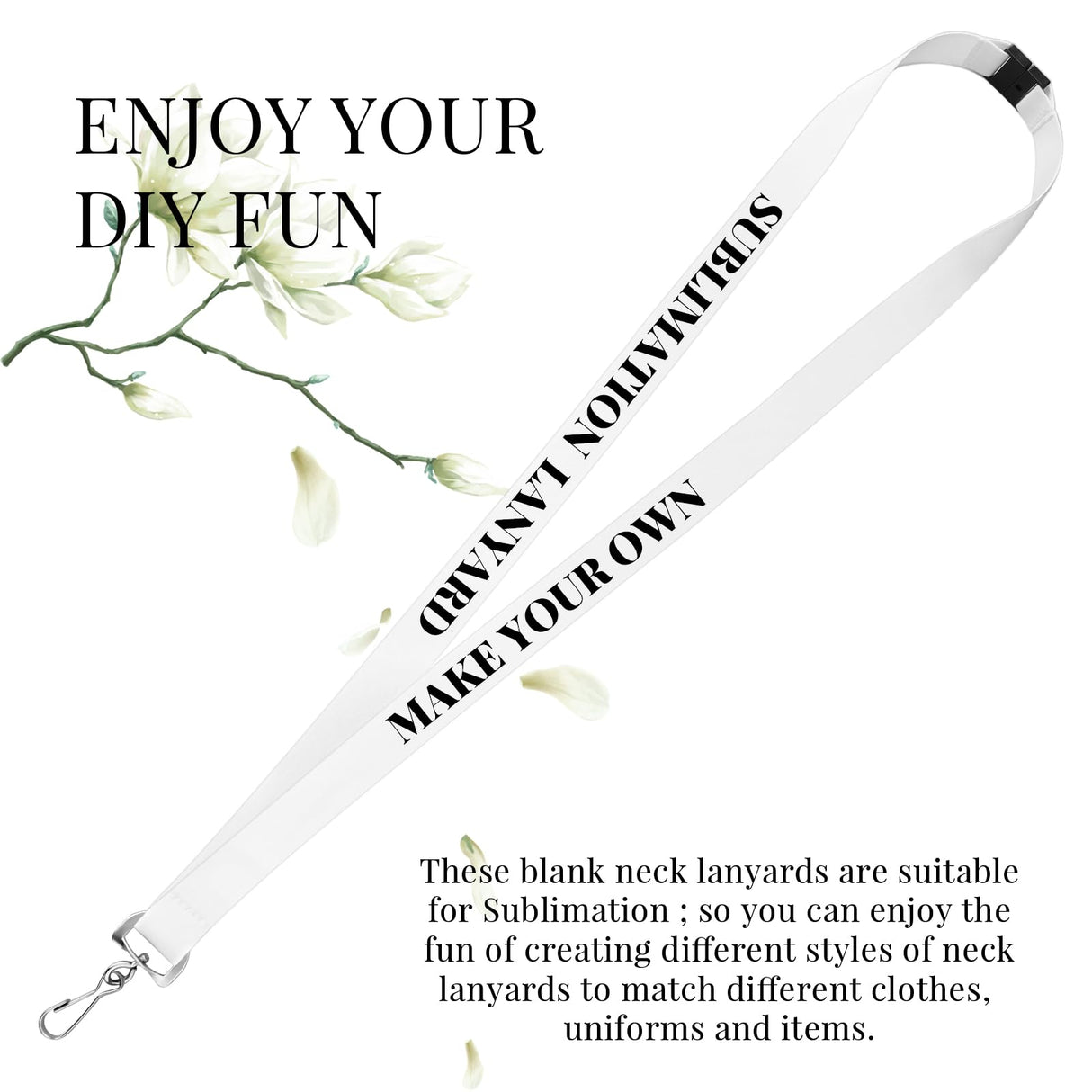 Yeaqee Pack of 30 Sublimation Lanyards Blank Breakaway Lanyard with Detachable Buckle White Heat Transfer Lanyards for Custom Lanyard Personalized Lanyards Bulk Yeaqee