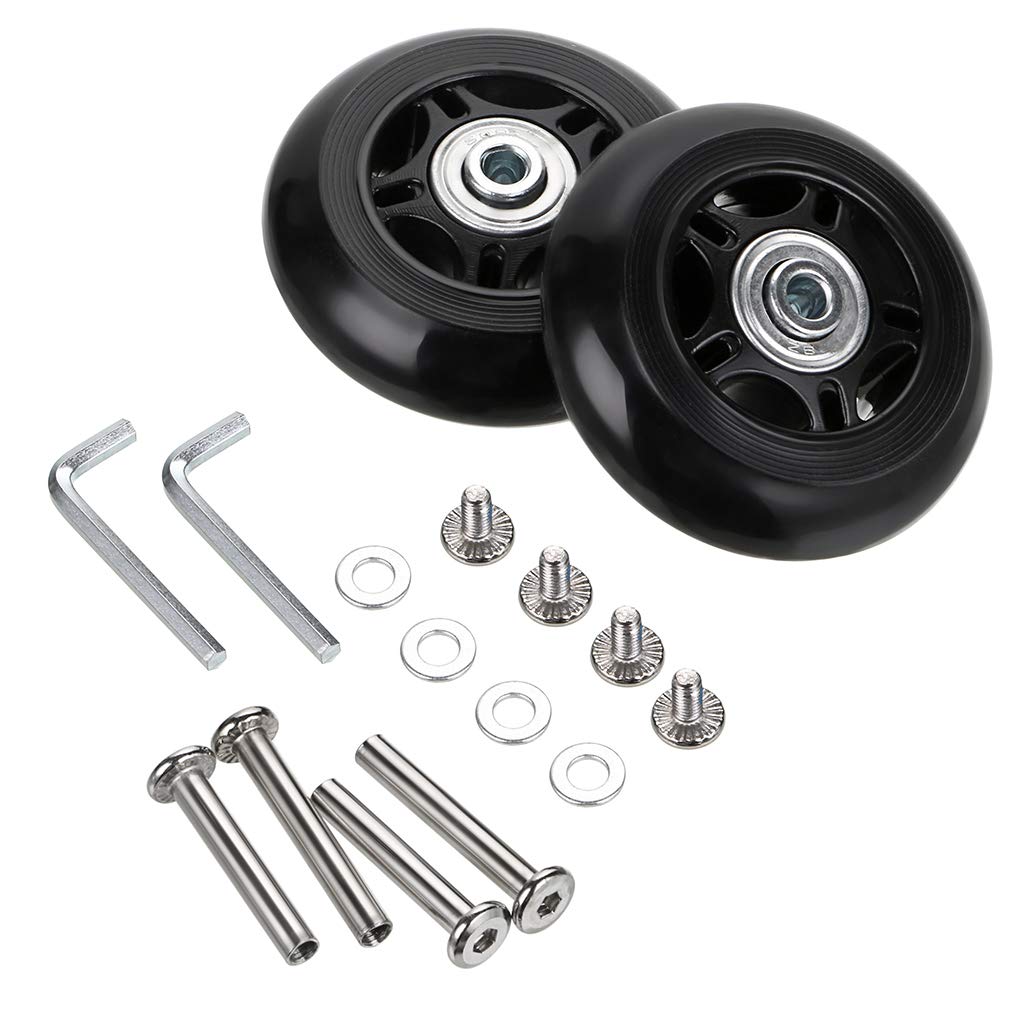 OwnMy 80mm x 24mm Luggage Suitcase Replacement Wheels, Rubber Swivel Caster Wheels Bearings Repair Kits, A Set of 2 OwnMy