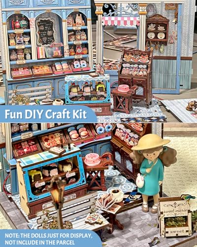 CUTEBEE Book Nook Kit - DIY Miniature House Bakery Patisserie Dollhouse Kit for Adults, Booknook Tiny House Bookshelf Decor 3D Wooden Puzzle, Gifts for Family, Friends (Sweet Marie)