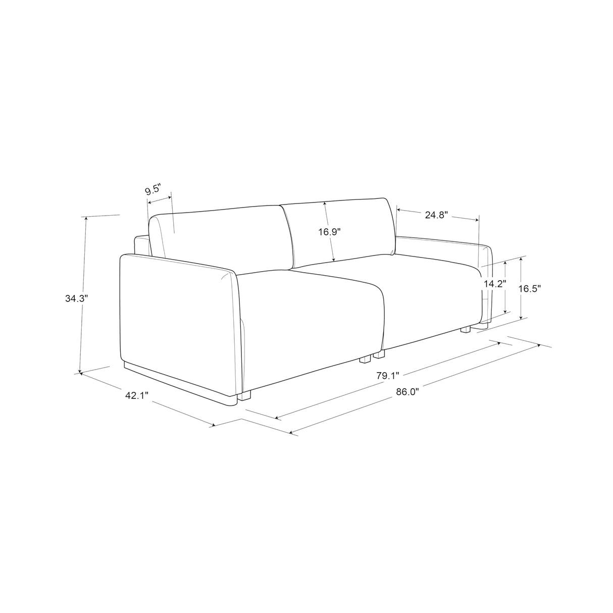 Serta Vail 86" Convertible Sleeper Sofa, Queen Size, Wall-Hugging Dreamglide Mechanism, Dreamcoil Comfort, Boucle Fabric, Ivory Serta