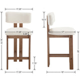 Shunzhi Upholstered Farmhouse Counter Height Bar Stools Set of 4 White Sherpa Barstools with Back/Solid Wood Legs, Modern Bar Chairs for Kitchen Island/Home Bar/Pub, 26 Inch Shunzhi