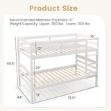 Giantex Bunk Bed Twin Over Twin, Solid Wood Detachable Bed Frame with High Guardrails & Integrated Ladder, Wooden Slatted Bunk Bed for Kids & Teens, No Box Spring Needed, White Giantex