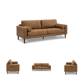 Signature Design by Ashley Telora Modern Faux Leather Sofa with 2 Bolster Pillows, Dark Brown Signature Design by Ashley