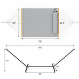 Everyfun Double Hammock with Stand, 2 Person Cotton Rope Hammock with Removable Polyester Pad, 500LBS Capacity, Portable & Adjustable Design, Includes Storage Bag, Indoor Outdoor Use,Dark-Gray Everyfun