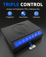 ZCF Mate Gun Safe for Handgun – Upgraded 0.1 Seconds Quick Access Pistol Safe with Fingerprint, Keypad & Backup Key, Silent Mode, Portable Firearm Lock Box for Bedside, Nightstand, Car, Home ZCF mate