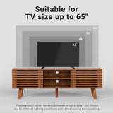 BVFUKA Mid Century Modern TV Stand for 55/60/65 inch TV, Entertainment Center with Sliding Door and Storage Shelves, TV and Media Consol for Living Room, Boho Wood Credenza for Living Room BVFUKA