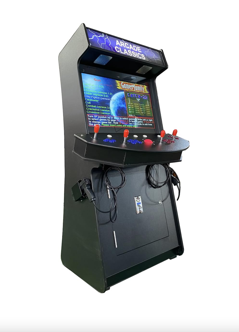 Top Us Video Arcades 4 Player Games 4600 Games 32 inch Screen Black Full Size Commercial Grade Upright Standup Arcade Machine with 2 Game Guns Included TOP US VIDEO ARCADES