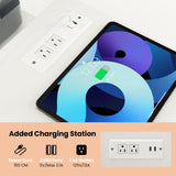 Giantex L Shaped Computer Desk with Drawers, 81" Convertible Corner Desk with Charging Station and Storage Shelves, Study Writing Desk, Modern Long Corner Gaming Table for Home Office (White) Giantex