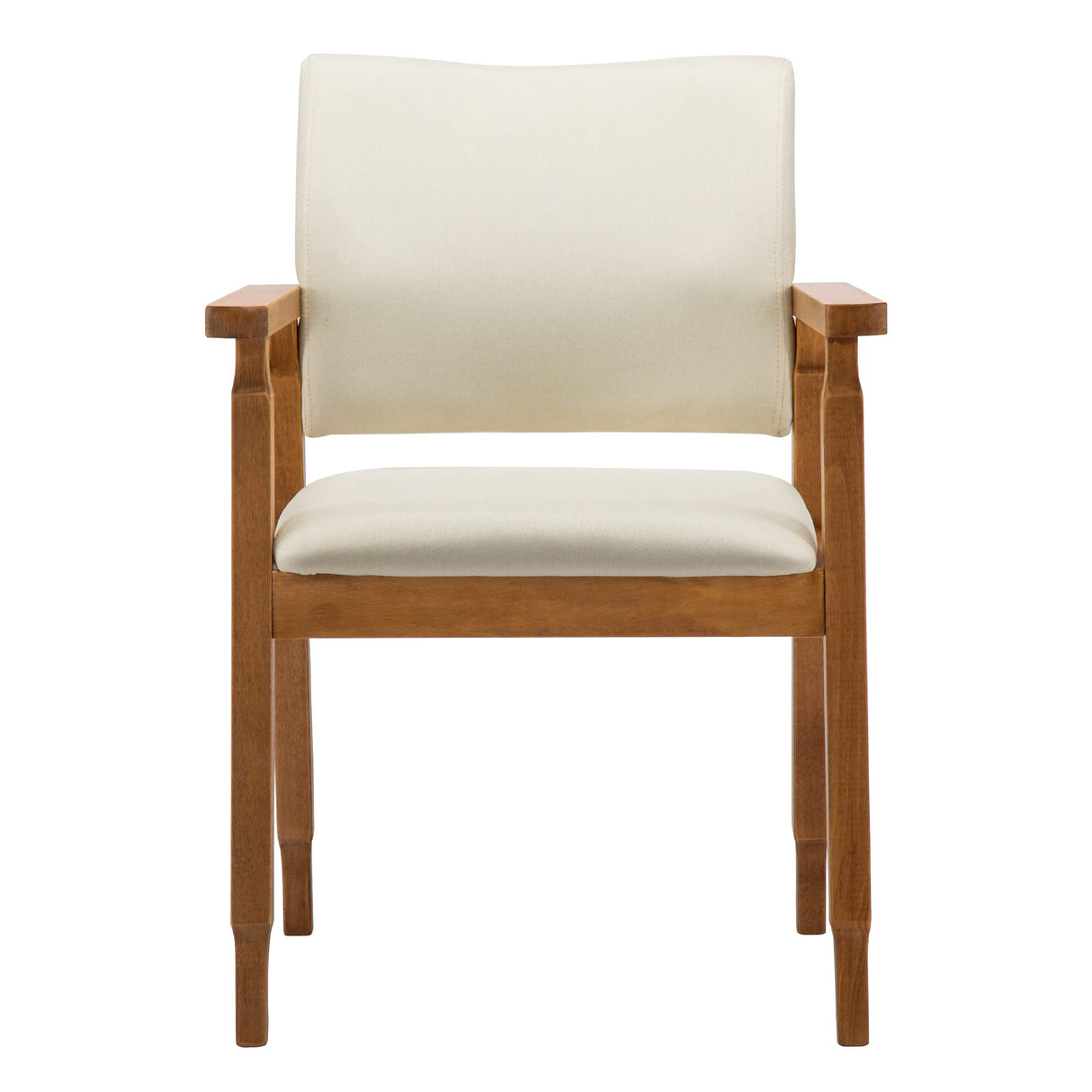 thksbought Mid Century Modern Walnut Dining Chairs Wood Arm Beige Fabric Kitchen Cafe Living Room Decor Furniture thksbought