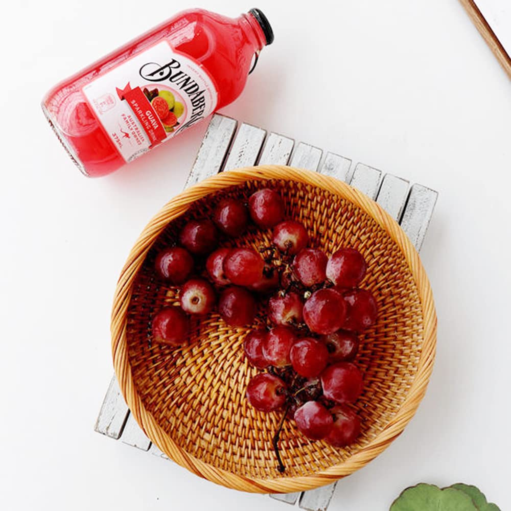 I-lan 7.5 Inch Rattan Bread Basket with 2” Wall, Flat Wicker Basket Tray with Rolled Edge, Round Bowl Decorative Showcase Catch All Dish for Food, Fruit, Keys, Brown, S i-lan