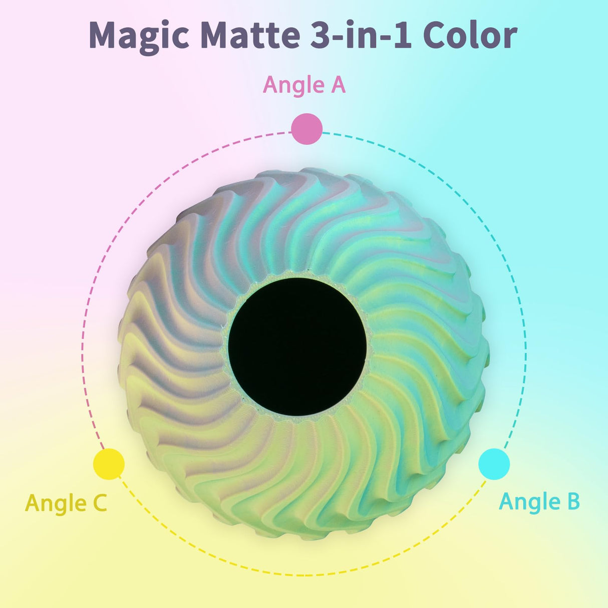 iSANMATE Matte 3D Printer Filament, 3-in-1 Color Rainbow Filament, Coextrusion 3D Filament, Rapid Magic Color Change Filament 1.75mm, Dimensional Accuracy +/- 0.03 mm, Moonstone 1KG/Spool iSANMATE