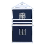 Harper & Bright Designs Twin Over Twin Bunk Bed, Wood Twin Size Bunk House Bed with Tent and Windows, Blue+White Harper & Bright Designs