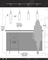 AUTELO 1-Light Pendant Lights - Vintage Pendant Lights Kitchen Island, Light Wood Grain Hanging Light with Clear Cylinder Glass, Pendant Light Fixtures for Kitchen Island Dining Room Bathroom H3875 LW AUTELO