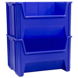 Akro-Mils 13017 Stak-N-Store Heavy Duty Stackable Open Front Plastic Storage Container Bin, (15-Inch x 20-Inch x 12-1/2-Inch), Blue, (3-Pack) Akro-Mils