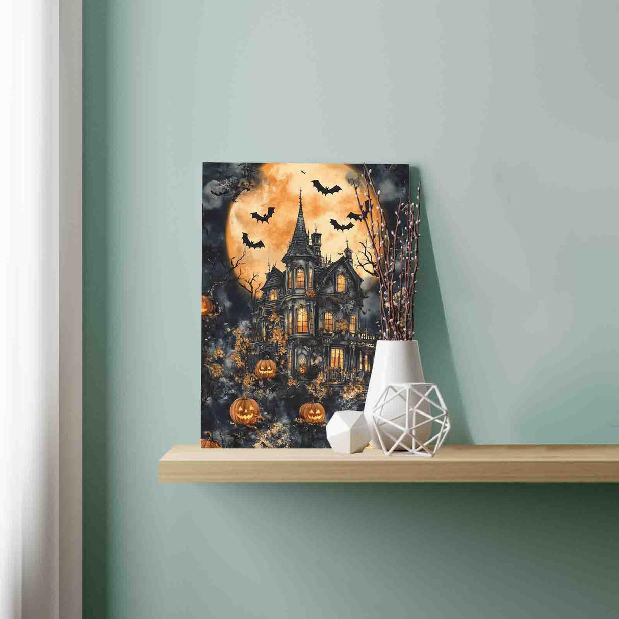 Tucocoo Vampire's House Landscape Paint by Numbers for Adults Halloween Spooky Castle Scenery DIY Halloween Decor Paint by Numbers Acrylic Paint Canvas Painting Kits 16x20 Inch（Without Frame） Tucocoo