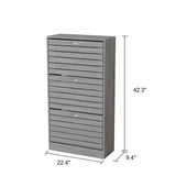 Homsee 3-Drawer Shoe Storage Cabinet with Louver Doors, 3-Tier Wood Shoe Rack Storage Organizer for Entryway, Grey (22.4”L x 9.4”W x 42.3”H) Homsee
