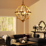 Saint Mossi 4-Lights Farmhouse Chandelier for Dining Room, Rustic Globe Black Chandeliers for Dinging Room, Orb Drum Chandeliers Light Fixtures, H22 x D20, Wood Grain Metal Frame SM Saint Mossi