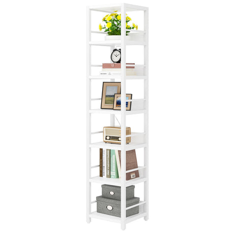 75 Inch Tall Corner Shelf, 6-Tier Narrow Bookshelf for Small Spaces, Multipurpose Corner Storage Rack Shelves, Etagere Bookcase Skinny Shelf Tower Plant Stand for Living Room Kitchen, White LITTLE TREE