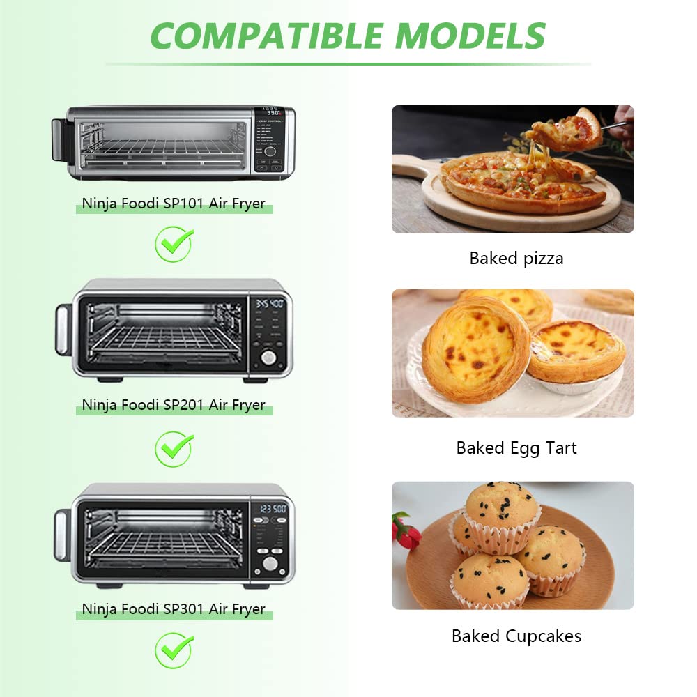 for Ninja Foodi Reusable Air Fryer Liners 12x12inch Non-Stick，Bottom of Toaster Oven Mat,3x Liners + 3x Mesh Sheets, Baking/Microwave/Grill,450°F,Pre-Cut Square for SP101/SP201/SP301/SP351 Sun3drucker