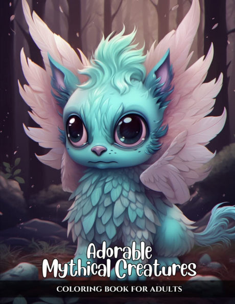 Adorable Fantasy Creatures: Adult Coloring Book Featuring Dragon, Unicorn, Griffin,... and More for Stress Relief and Relaxation (Fantasy Coloring Book) WoodArtSupply