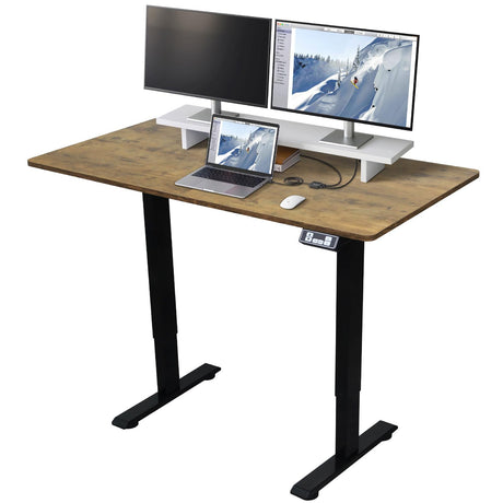 RRTECHFORU Electric Standing Desk, Adjustable Height Stand up Desk, Sit Stand Home Office Desk with Splice Board (Rustic Brown, 48") RRTECHFORU