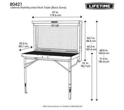 Lifetime Products Wall Mounted Work Table, 4', Wood Varnish (80421) - WoodArtSupply