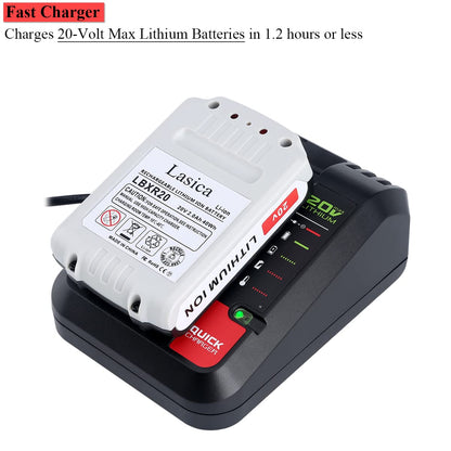 Lasica 20V Max Charger Compatible with Black & Decker 20V Battery and Compatible with Porter-Cable 20V Battery LBXR20 LBXR2020 PCC681L PCC685L PCC692L BDCAC202B 20-Volt Power Tool Battery Cha - WoodArtSupply