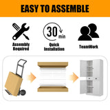 71" Kitchen Pantry Cabinet, Metal Storage Cabinets with Adjustable Shelves and Drawer, White Pantry Cabinets, 4 Doors Metal Pantries Cabinet for Kitchen, Dining Room, Living Room - Assembly Required MetalMax