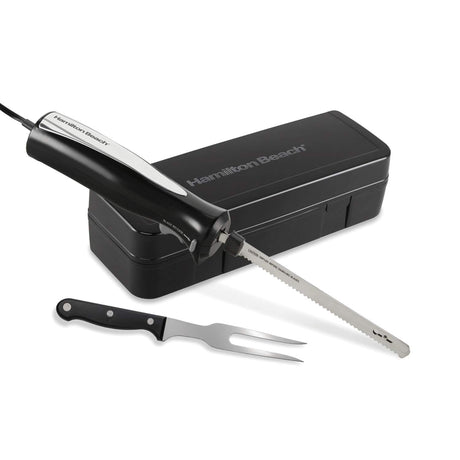 Hamilton Beach Set Electric Carving Knife for Meats, Poultry, Bread, Crafting Foam and More, Storage Case and Serving Fork Included, Black (74277) Hamilton Beach