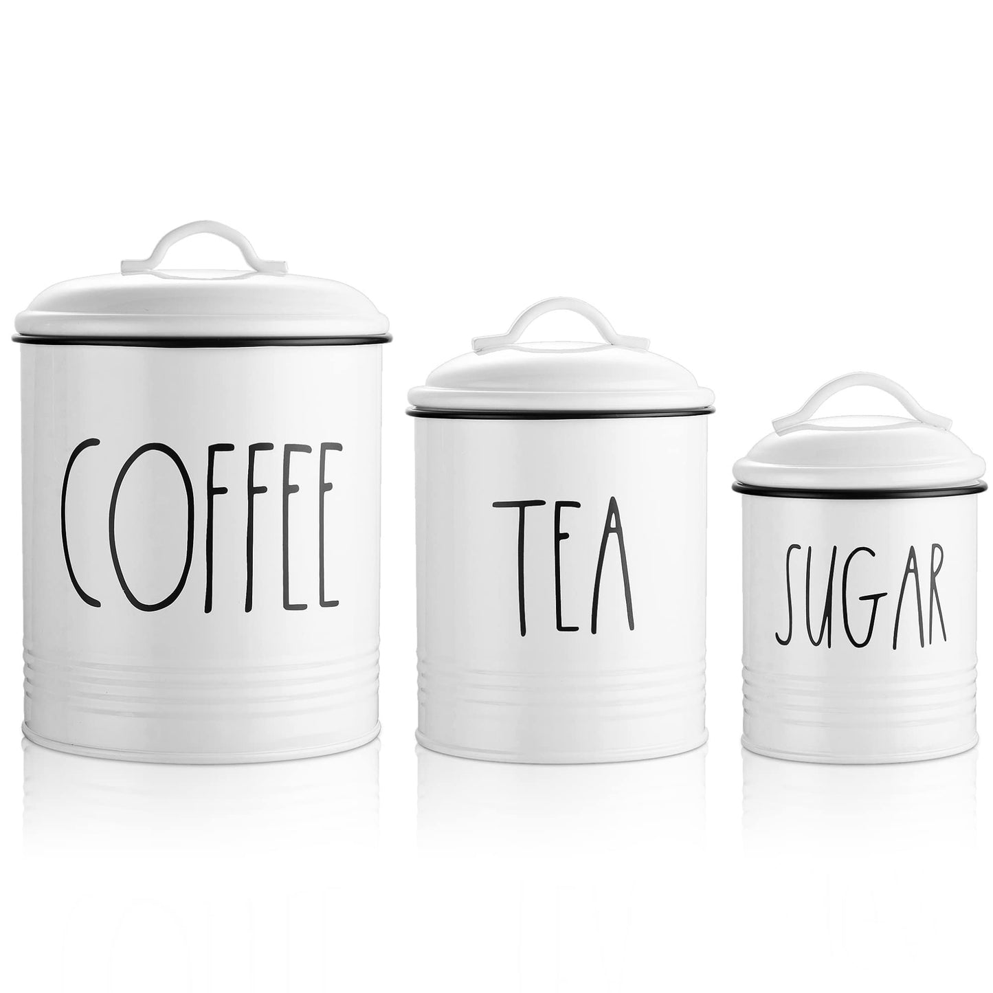 Brighter Barns Large Coffee Tea Sugar Canister Set Farmhouse Coffee Container Set - Large Airtight Food Storage Containers with Lids - Farmhouse Kitchen Decor - Coffee Station Decor & Accessories