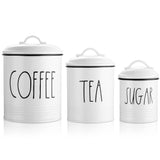 Brighter Barns Large Coffee Tea Sugar Canister Set Farmhouse Coffee Container Set - Large Airtight Food Storage Containers with Lids - Farmhouse Kitchen Decor - Coffee Station Decor & Accessories Brighter Barns