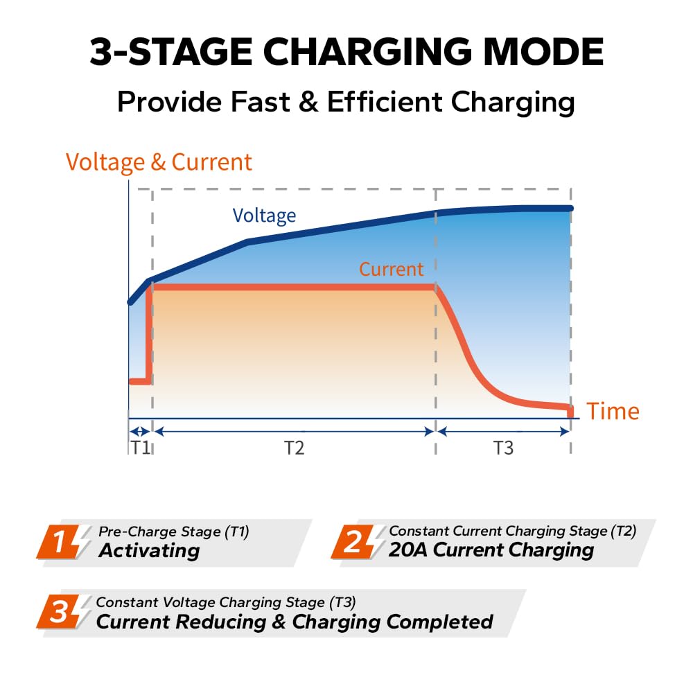 LiTime 12V 20A Lithium Battery Charger 14.6V LiFePO4 Battery Charger AC-DC Smart Charger with Anderson Connector LED Indicator Special for Lithium LiFePO4 Deep Cycle Rechargeable Batteries of - WoodArtSupply