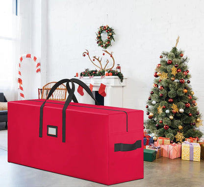 Christmas Tree Storage Bag, Fits Up to 9 FT Tall Artificial Disassembled Trees, Large Heavy Duty Storage Container with Handles, 65"x15"x30” Red