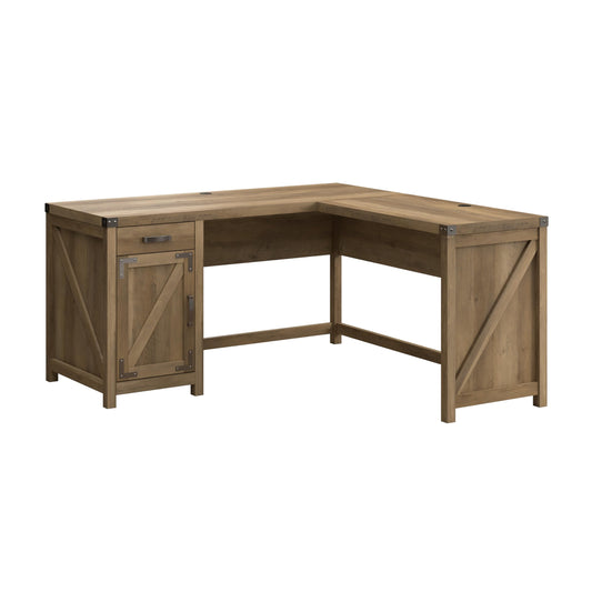 kathy ireland Home by Bush CGD160RCP-03 60-Inch L-Shaped Desk with Drawer, Reclaimed Pine - WoodArtSupply